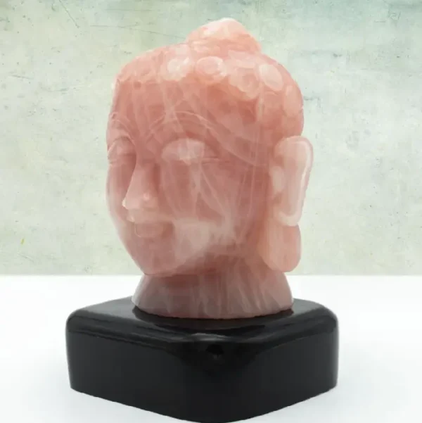 Natural Rose Quartz Buddha Head Statue