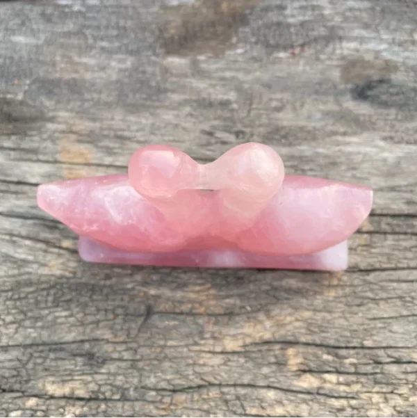 Natural Rose Quartz Pair of Swan